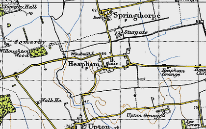 Old map of Heapham in 1947