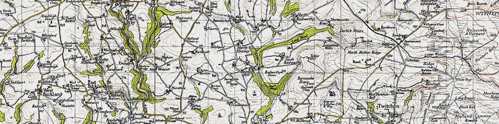 Old map of Heasley Mill in 1946