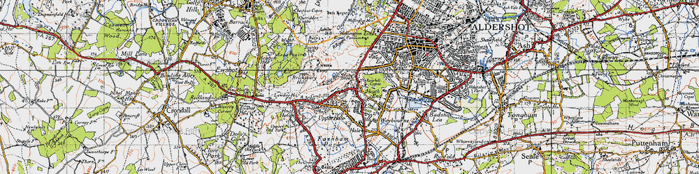 Old map of Bourley Hill in 1940