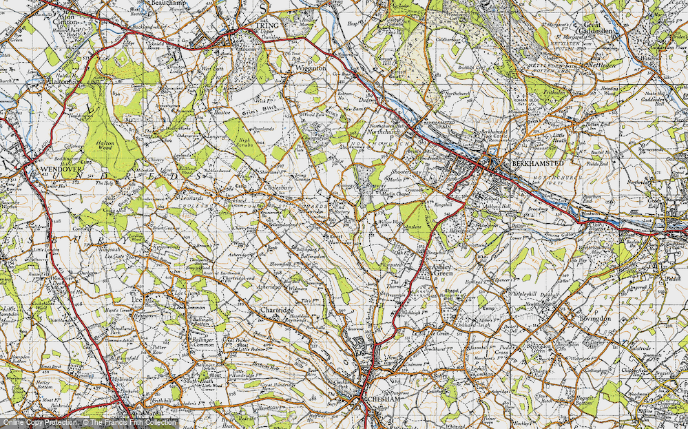 Old Map of Historic Map covering Birchwood in 1946