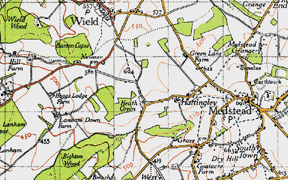 Old map of Heath Green in 1945
