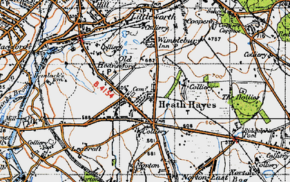Old map of Heath Hayes in 1946