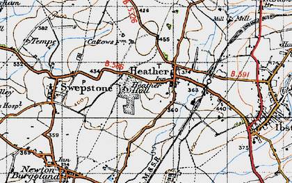 Old map of Heather in 1946