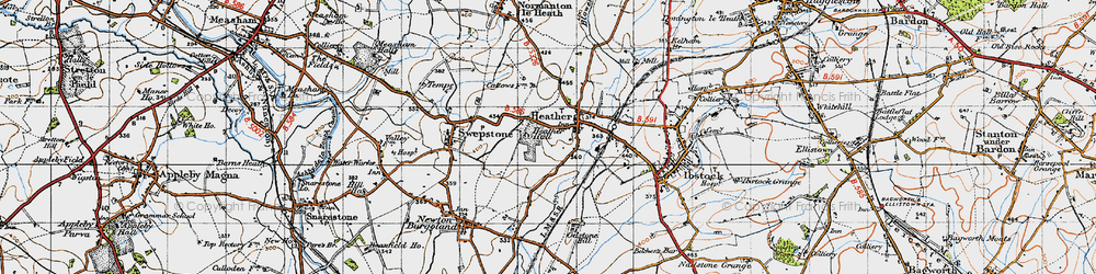 Old map of Heather in 1946