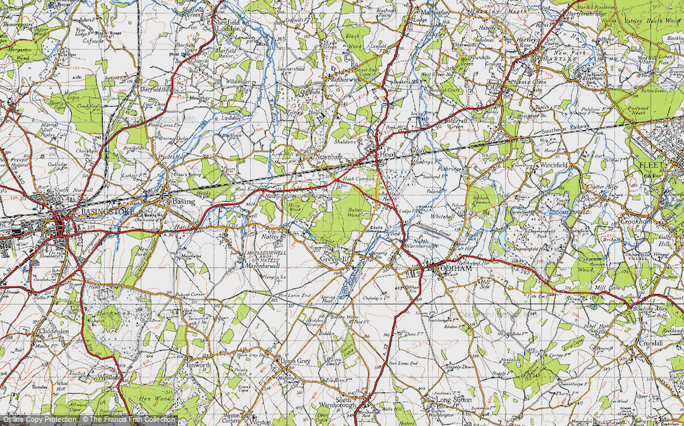 Old Map of Historic Map covering Hook Common in 1940