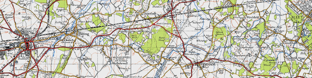 Old map of Butter Wood in 1940