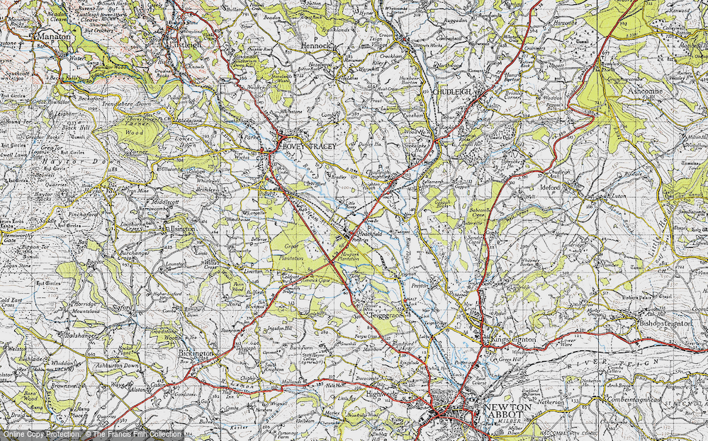 Old Map of Historic Map covering Bovey Heath in 1946