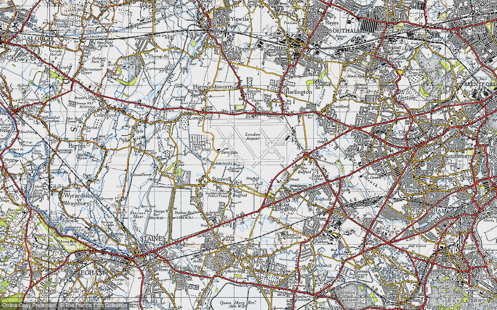 Old Map of Heathrow Airport London, 1945 in 1945