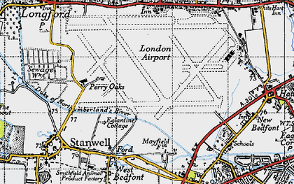 Old map of Heathrow Airport London in 1945
