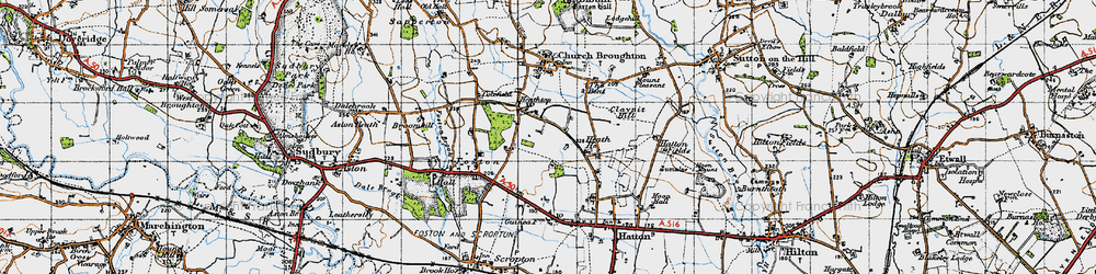 Old map of Heathtop in 1946