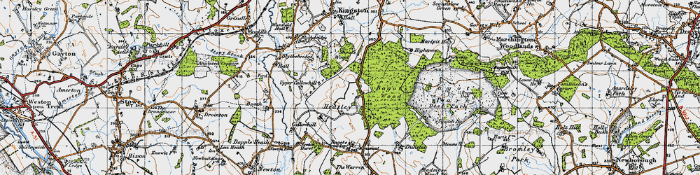 Old map of Bagot Forest in 1946