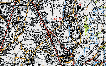 Old map of Heaton Chapel in 1947