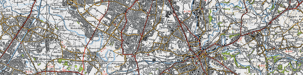 Old map of Heaton Mersey in 1947