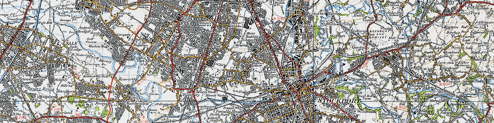 Old map of Heaton Moor in 1947