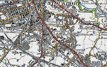 Old map of Heaviley in 1947
