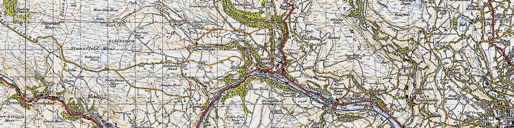 Old map of Hebden Bridge in 1947