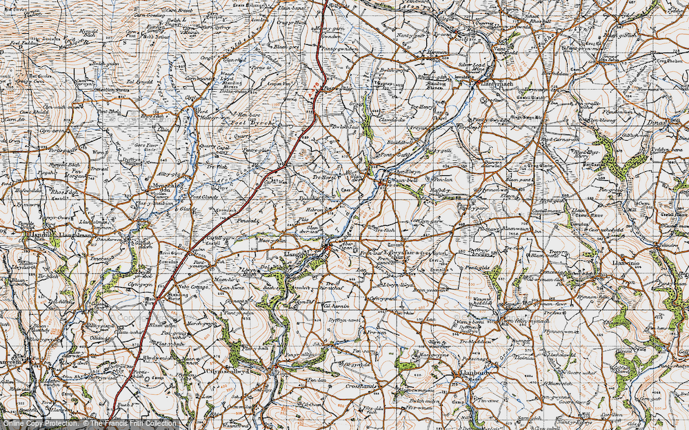 Old Map of Historic Map covering Berllandawel in 1946