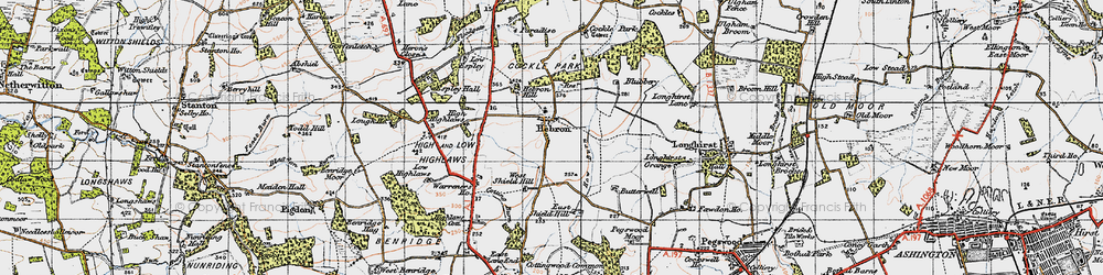 Old map of Low Espley in 1947
