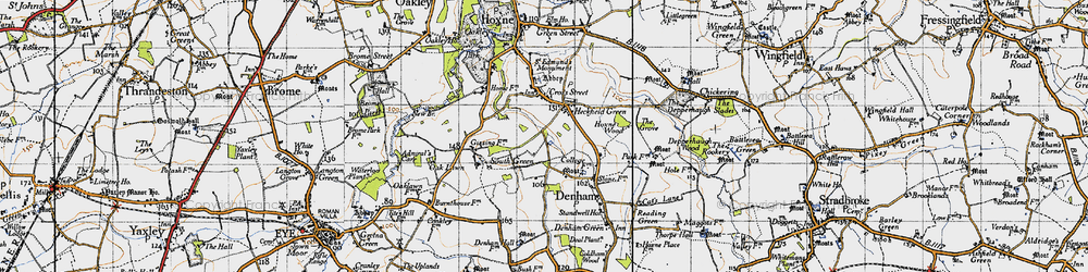 Old map of Heckfield Green in 1946