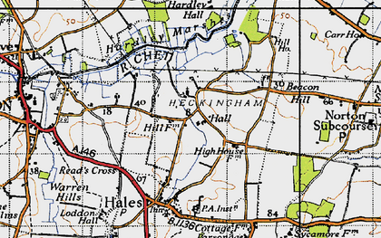 Old map of Heckingham in 1946