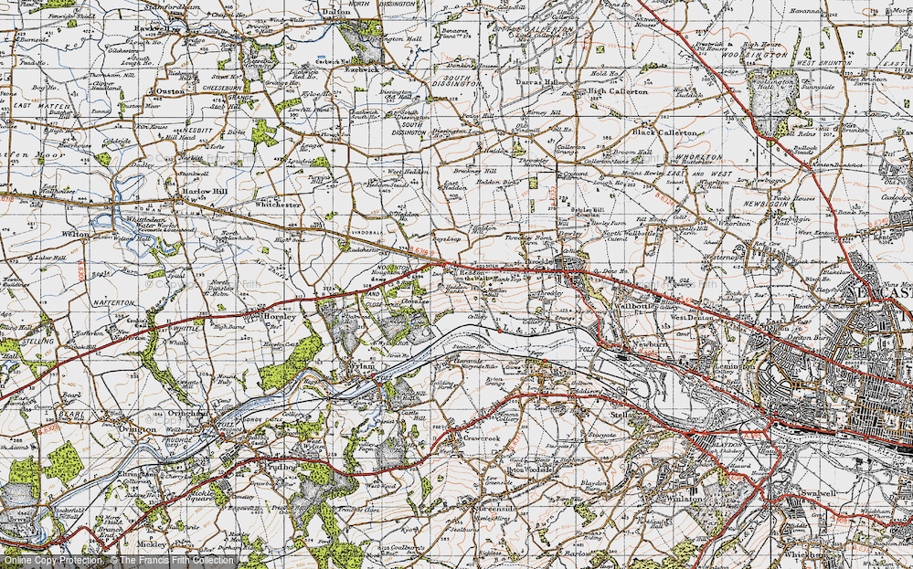 Old Map of Historic Map covering Breckney Hill in 1947