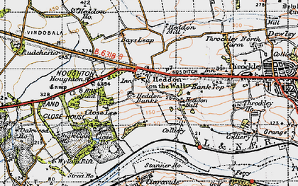 Old map of Heddon-on-the-Wall in 1947