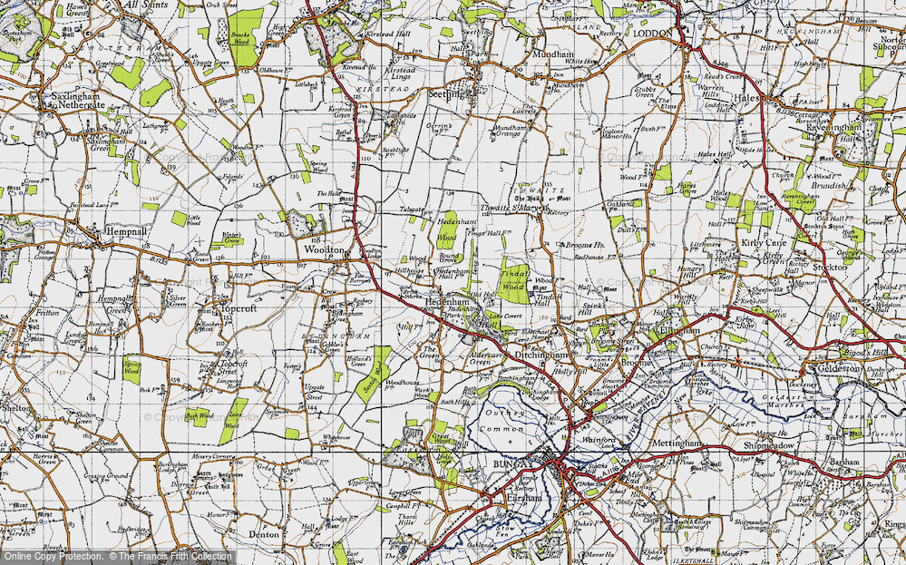 Old Map of Historic Map covering Tindall Wood in 1946