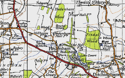 Old map of Hedenham in 1946