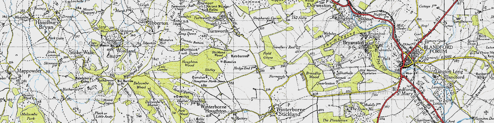 Old map of Hedge End in 1945