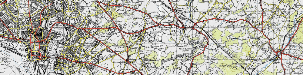 Old map of Hedge End in 1945