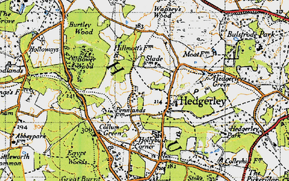 Old map of Hedgerley in 1945