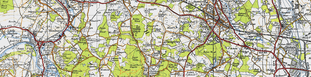 Old map of Bower Wood in 1945
