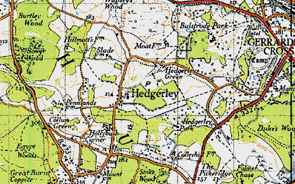Old map of Hedgerley Green in 1945