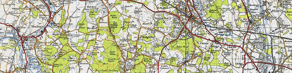 Old map of Hedgerley Green in 1945
