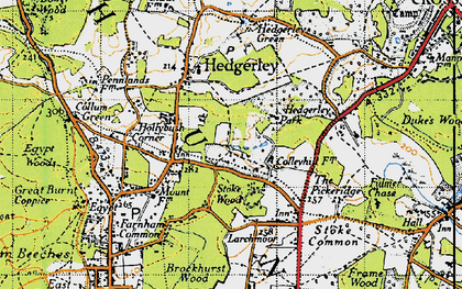 Old map of Hedgerley Hill in 1945