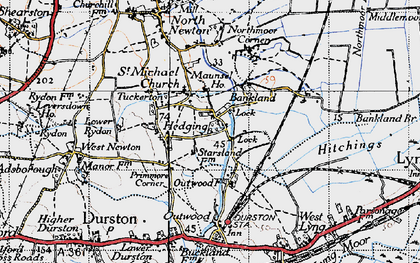 Old map of Hedging in 1945