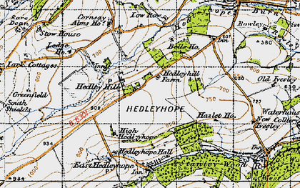 Old map of Hedley Hill in 1947