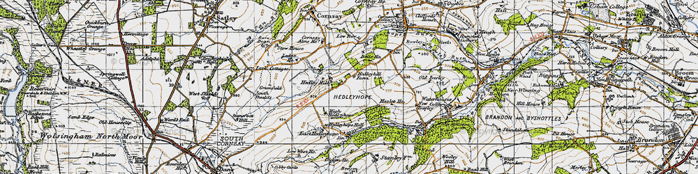 Old map of Hedley Hill in 1947