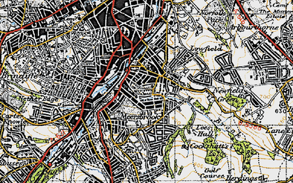 Old map of Heeley in 1947