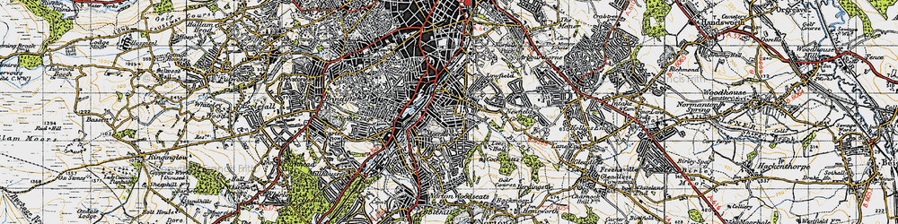 Old map of Heeley in 1947