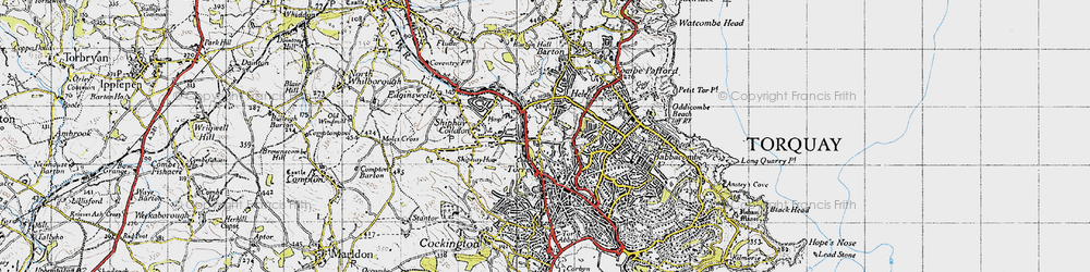 Old map of Hele in 1946