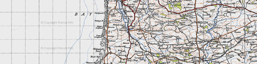 Old map of Helebridge in 1946