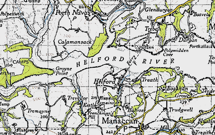 Old map of Treveador in 1946