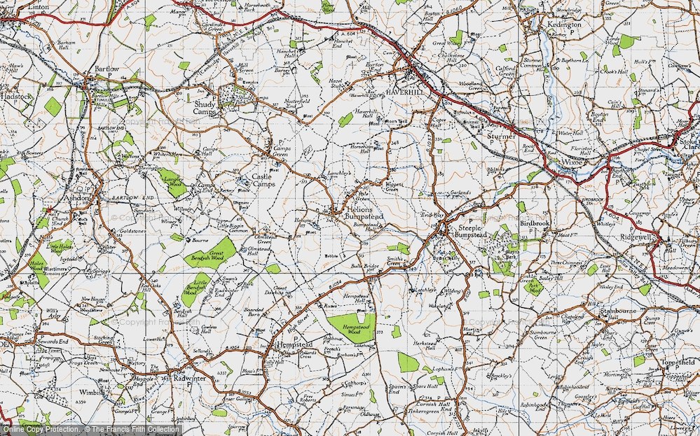 Old Map of Helions Bumpstead, 1946 in 1946
