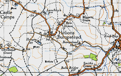Old map of Helions Bumpstead in 1946