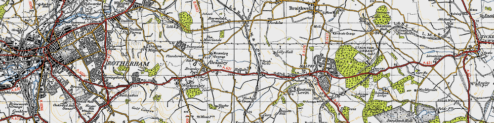 Old map of Hellaby in 1947