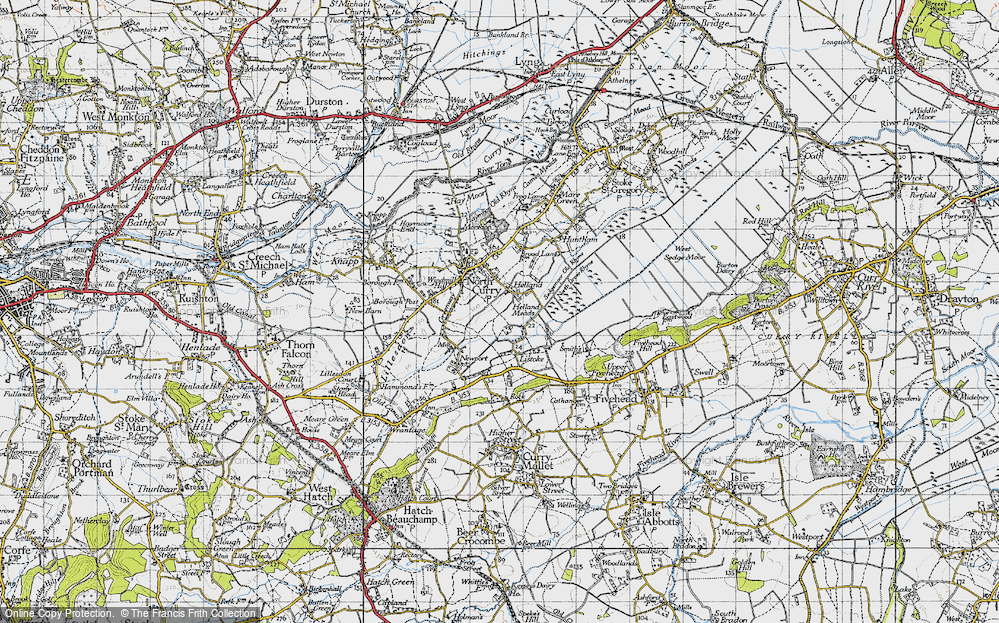 Old Map of Historic Map covering Helland Meads in 1945