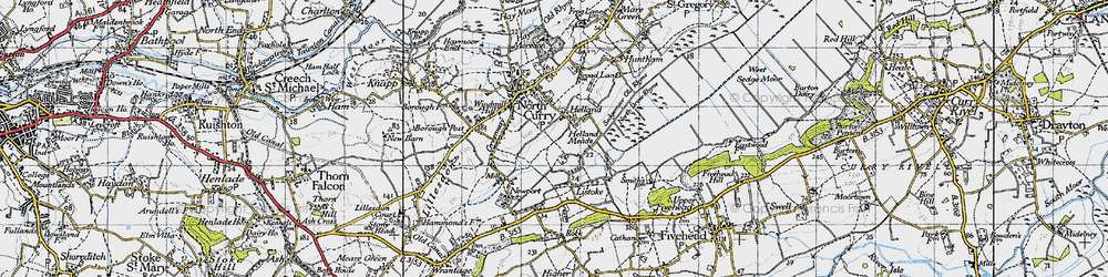 Old map of Helland in 1945