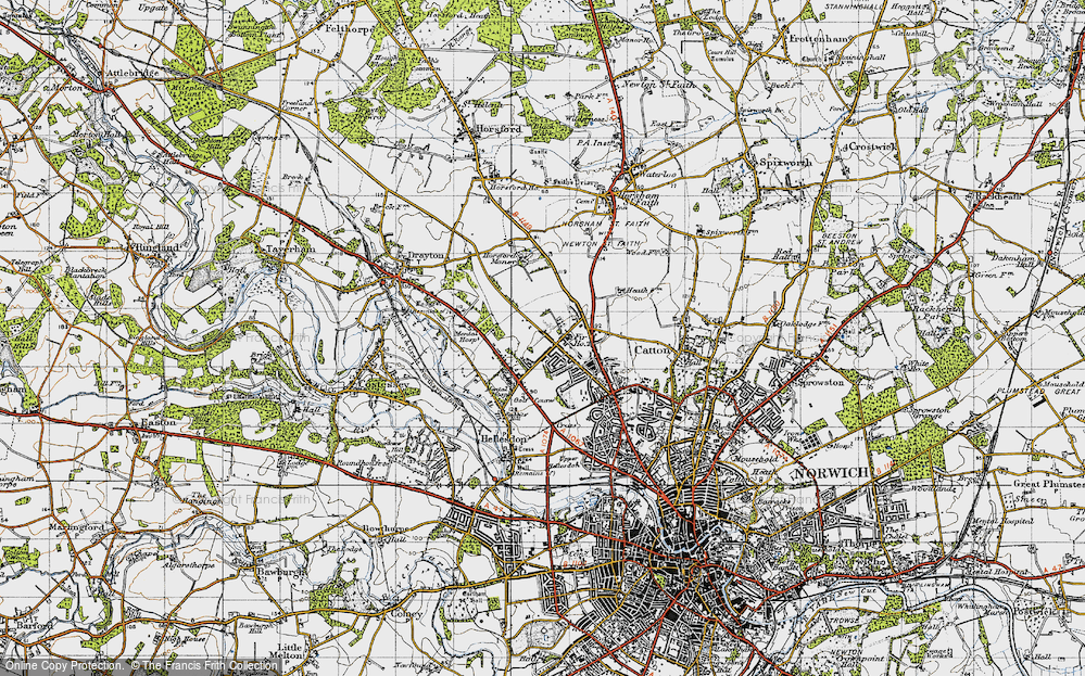 Old Map of Hellesdon, 1945 in 1945