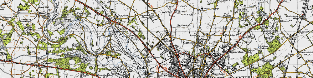 Old map of Hellesdon in 1945
